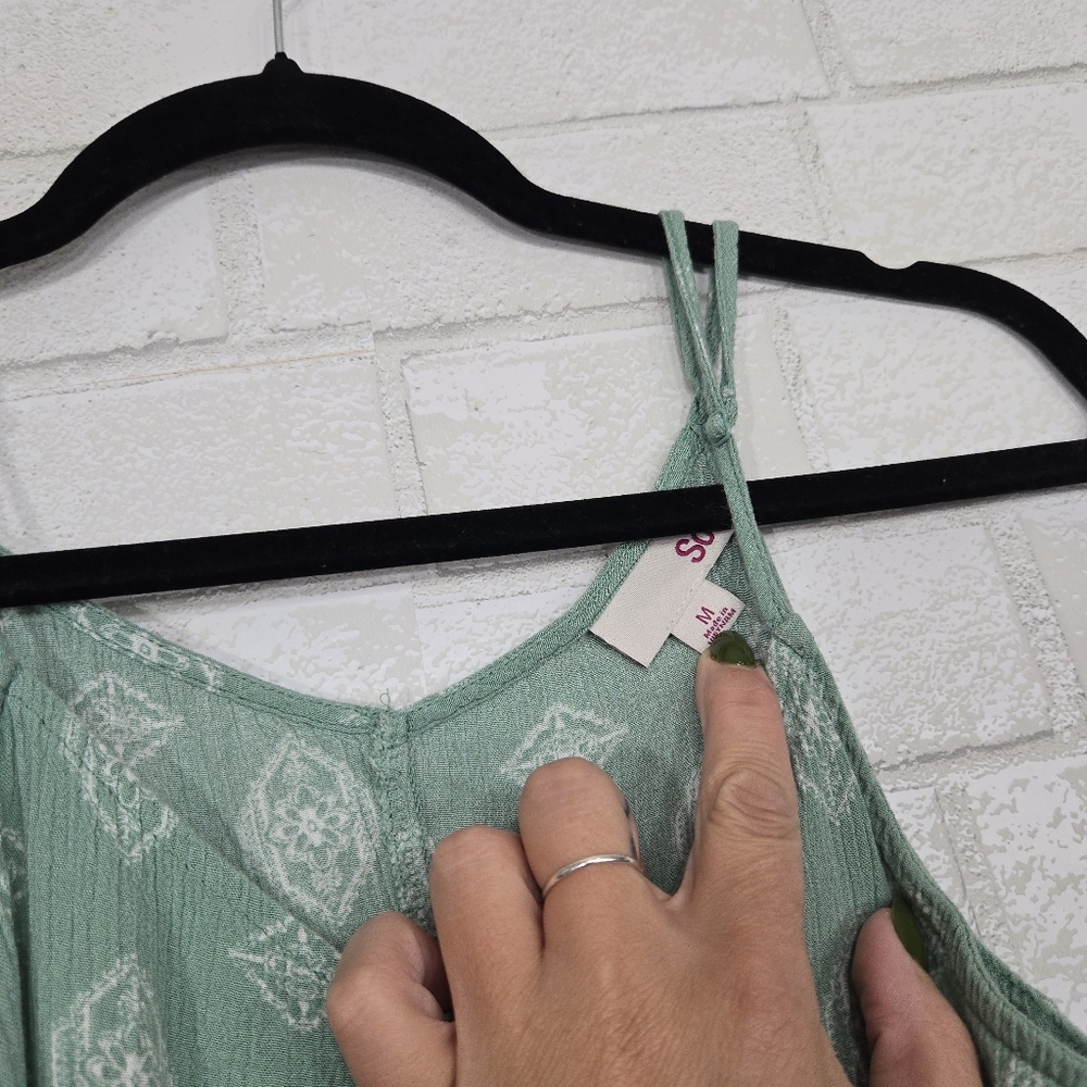 FREE SO Sage Green Printed Button-Front Tank Top - Picture 5 of 14